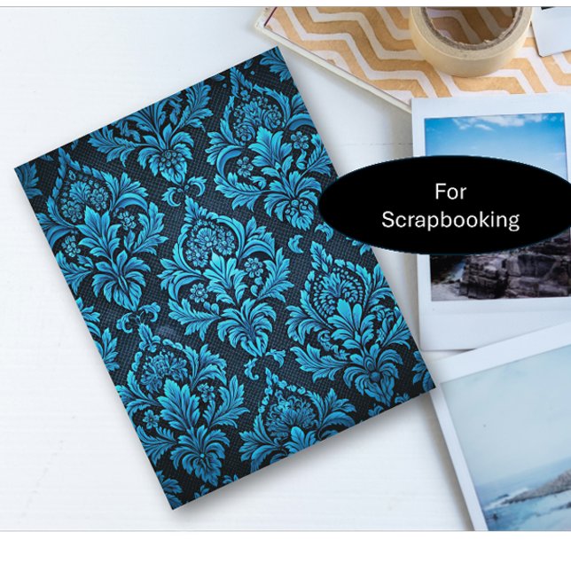 Turquoise Floral Brocade Paper Sheet (Creator Uploaded)