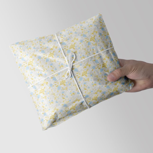 Turquoise Floral Flower Seamless Pattern Tissue Paper (Creator Uploaded)