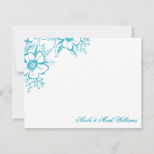 Turquoise Floral Letterpress Style Wedding