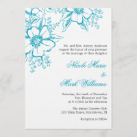 Turquoise Floral Letterpress Style Wedding