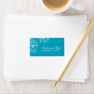 Turquoise Floral Letterpress Style Wedding Label