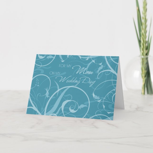 Turquoise Floral Mum Wedding Day Thank You Card (Front)