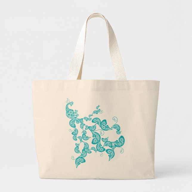 Turquoise Floral Paisley Boho Peacock Custom Bag (Front)