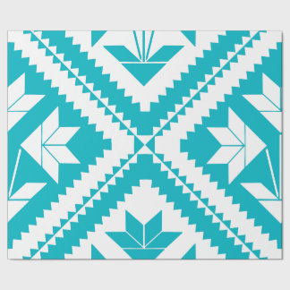 Turquoise Floral Quilt Wrapping Paper