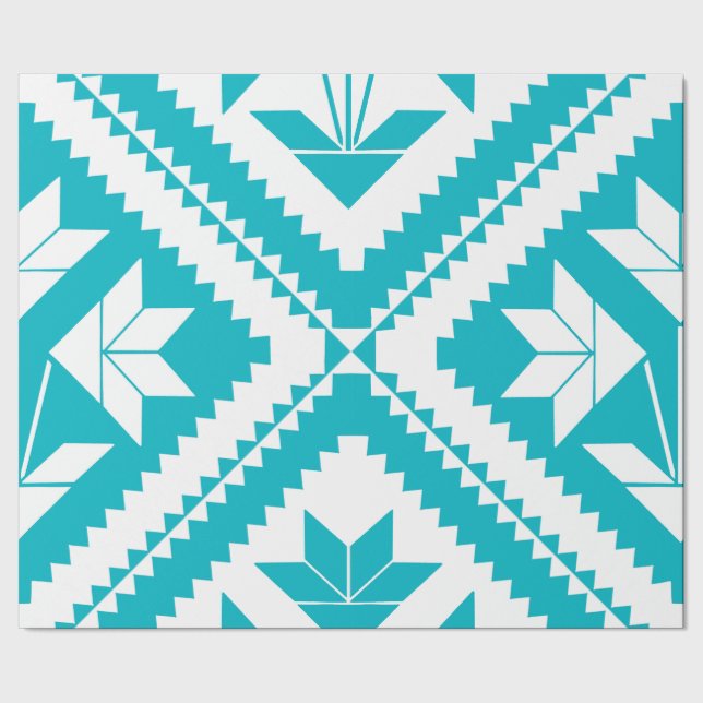 Turquoise Floral Quilt Wrapping Paper (Seam)