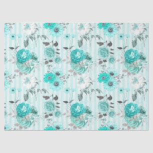 Turquoise Floral Series Design 10 Tissue Paper