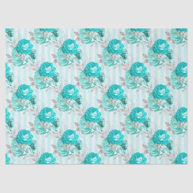 Turquoise Floral Series Design 3 Tissue Paper (Front)