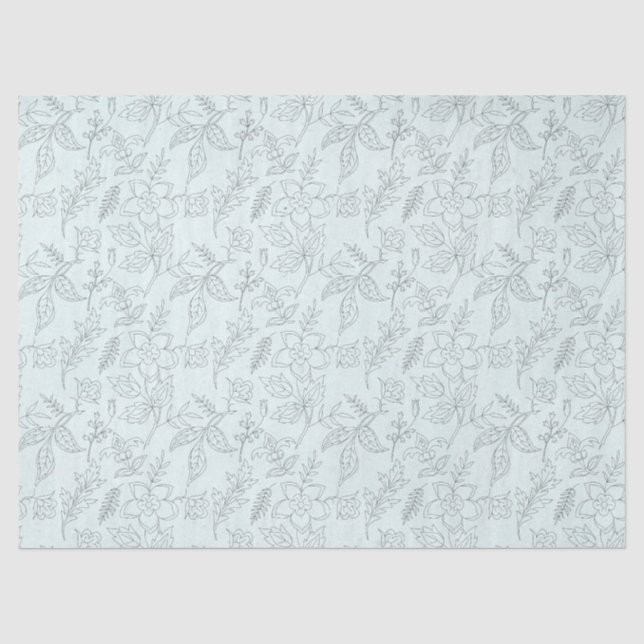 Turquoise Floral Series Design 6 Tissue Paper (Front)