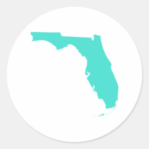 Turquoise Florida Classic Round Sticker