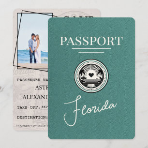 Turquoise Florida Passport Save The Date