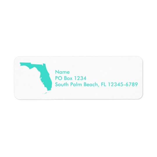 Turquoise Florida Personalised Return Address Label