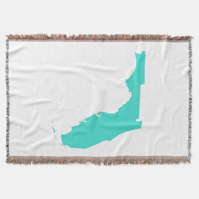 Turquoise Florida Shape Throw Blanket (Front)