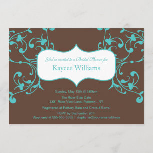 Turquoise Flourish Bridal Shower Invitation