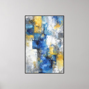 Turquoise Flow: Blue & Gold Abstract Wall Art