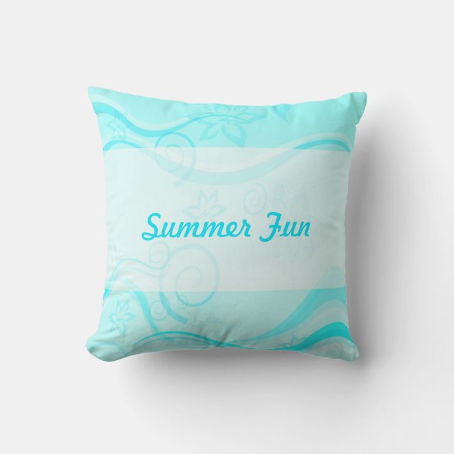 Turquoise Flower and Swirls Pillow (Front)