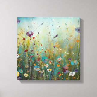 Turquoise Flower Art Landscape Design Canvas Print
