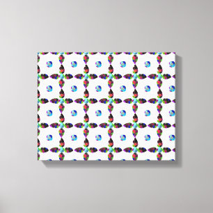 Turquoise Flower Colour Art Illustration Canvas Print