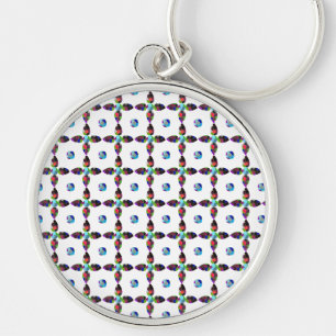 Turquoise Flower Colour Art Illustration Key Ring