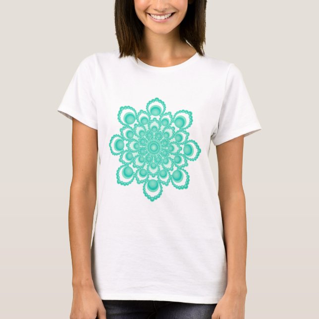 Turquoise Flower Mandala 2 T-Shirt (Front)