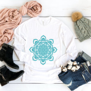 Turquoise Flower Mandala Long Sleeve T-Shirt
