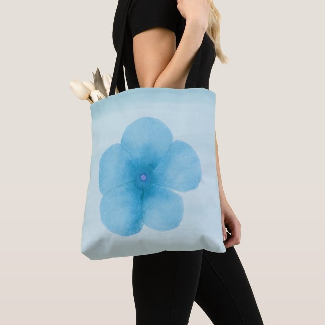 Turquoise Flower Tote Bag (Close Up)