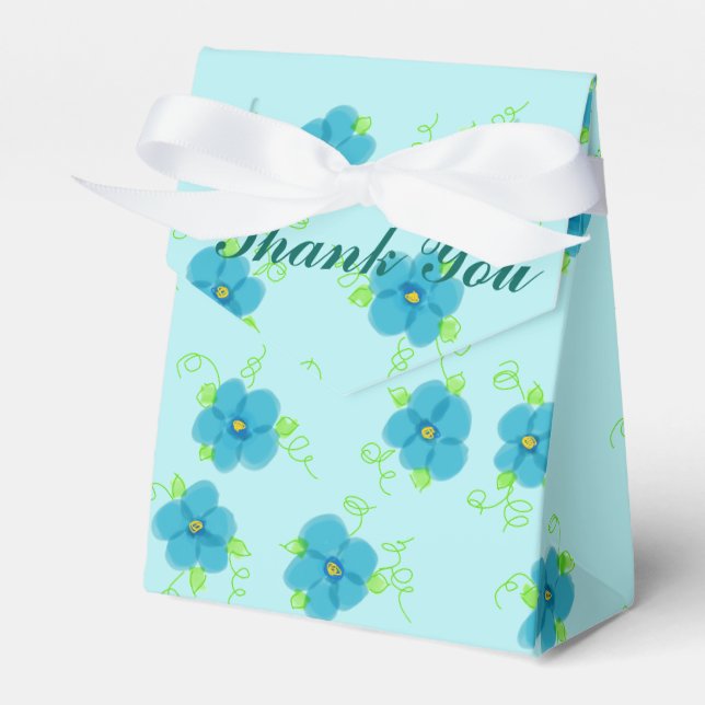 Turquoise Flowered Envelope Favour Box (Front Side)