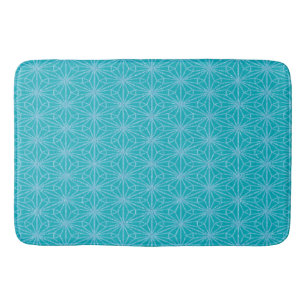 Turquoise Flowers Bath Mat