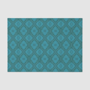 "Turquoise Flowers” bohemian arabesque pattern Tissue Paper