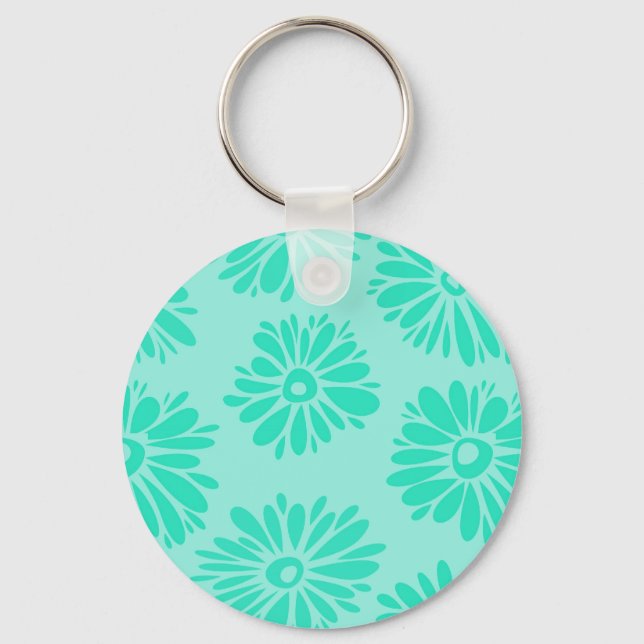 Turquoise Flowers Keychain (Front)