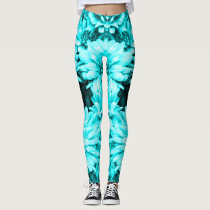 Turquoise Flowers Leggings