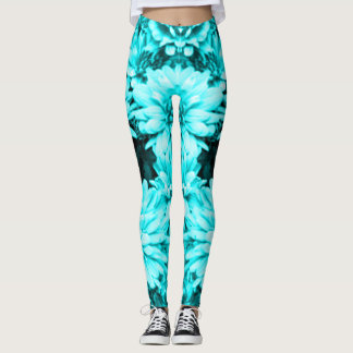 Turquoise Flowers Leggings