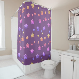 turquoise flowers Rainbow colours Shower Curtain