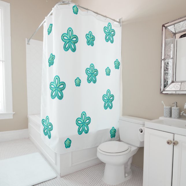 turquoise flowers shower curtain (In Situ)