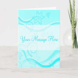 Turquoise Flowers & Swirls Greeting Card
