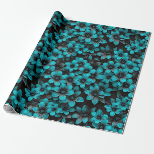 Turquoise Flowers Wrapping Paper
