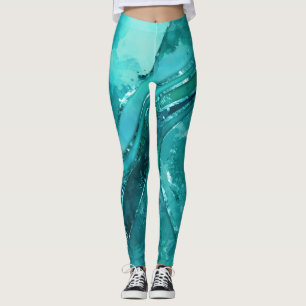 Turquoise Flowing Abstract palette Leggings