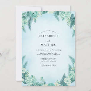 Turquoise Foliage Eucalyptus Wedding Invitation