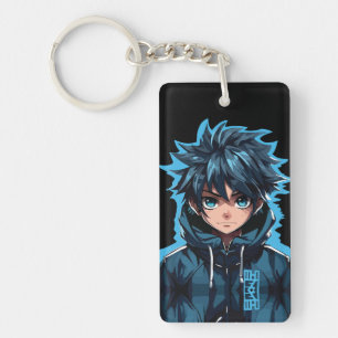 Turquoise Force: Anime-Style Manga Boy Key Ring