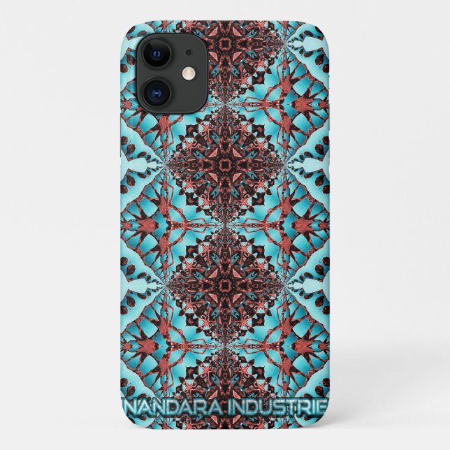 Turquoise Fractal Star Blast Case-Mate iPhone Case (Back)