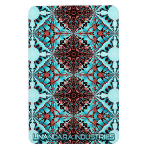 Turquoise Fractal Star Blast Magnet