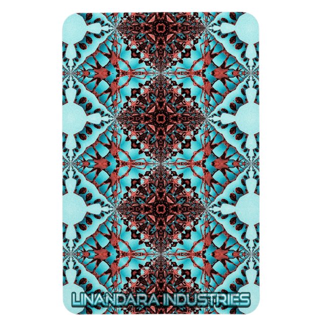 Turquoise Fractal Star Blast Magnet (Vertical)