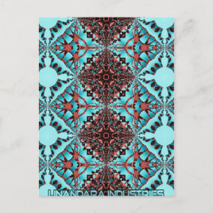 Turquoise Fractal Star Blast Postcard