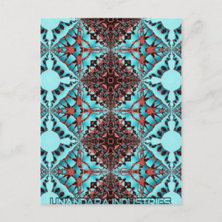 Turquoise Fractal Star Blast Postcard