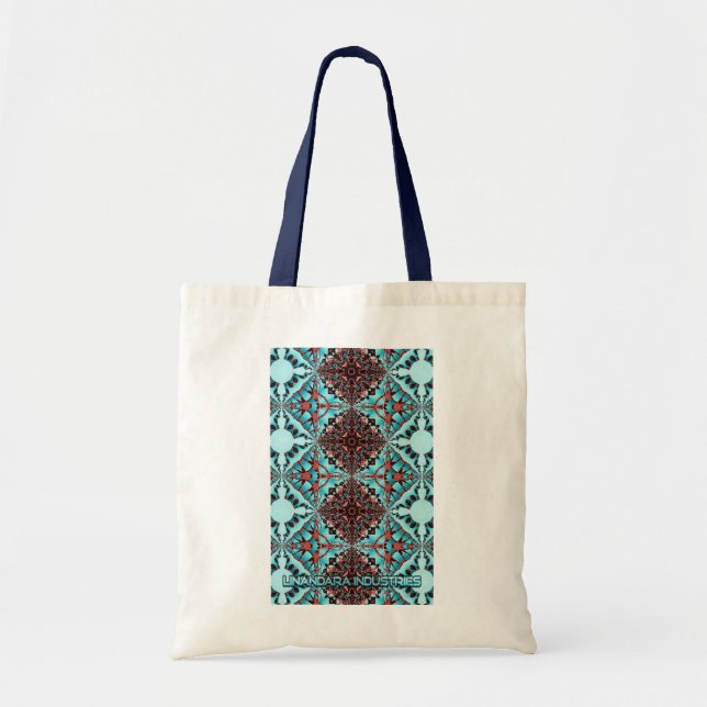 Turquoise Fractal Star Blast Tote Bag (Front)