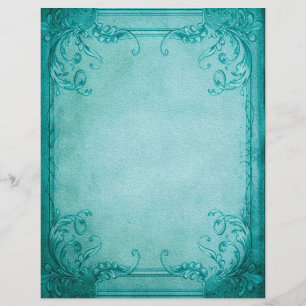 Turquoise Frame Scrapbooking Craft Paper