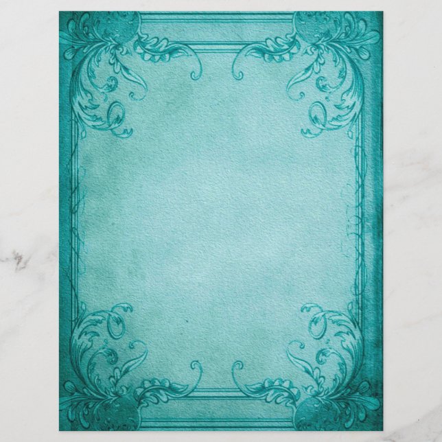 Turquoise Frame Scrapbooking Craft Paper (Front)