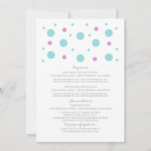 Turquoise Fuchsia Confetti Wedding Info Card