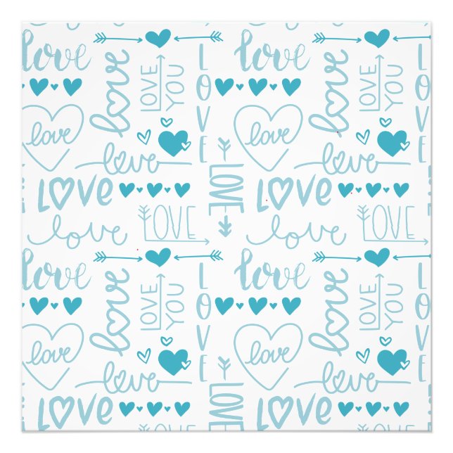 Turquoise Fun and Modern Love and Hearts Wall Art (Front)