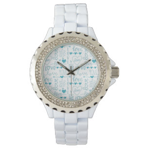 Turquoise Fun and Modern Love and Hearts Watch
