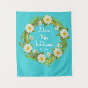 Turquoise Future Mrs Backdrop Daisy Bridal Shower Tapestry